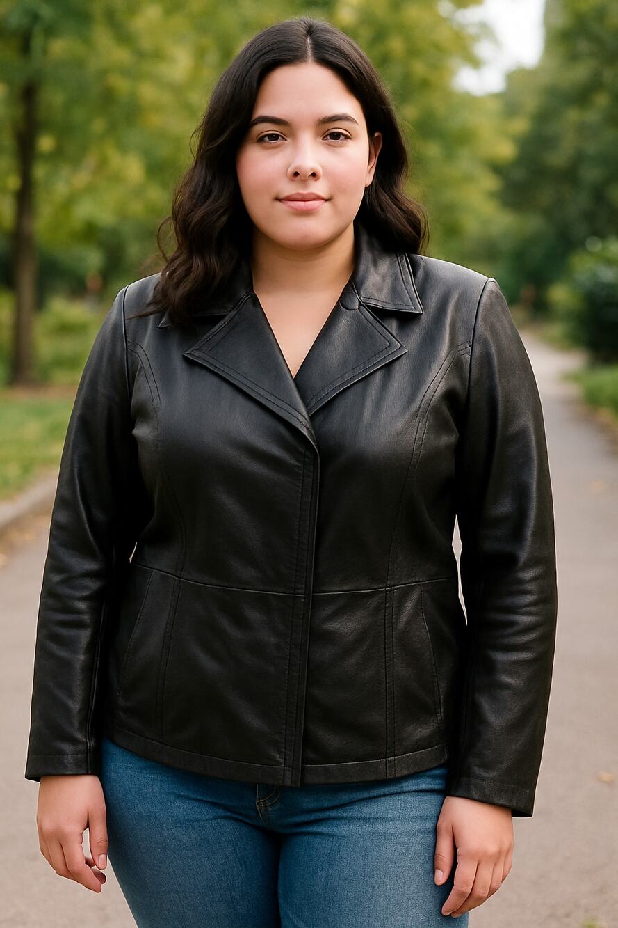 Jessica London Black Leather Zip Up Edgy Glam Outdoor Coat Jacket Plus 22W NWT